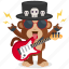 emoji, emoticon, guitar, monkey, rocker, sticker 