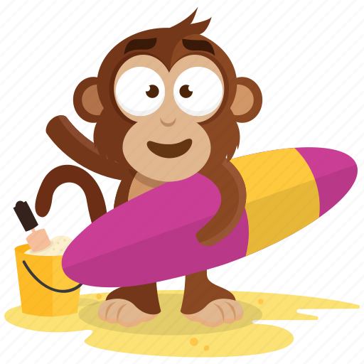 Beach, emoji, emoticon, monkey, sticker, surf icon - Download on Iconfinder