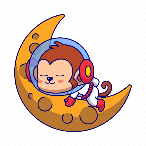 Monkey, astronaut, sleep, emoji, moon, emoticon icon - Download on Iconfinder