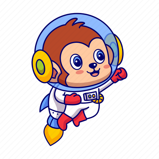 Monkey, astronaut, flying, cute, fly icon - Download on Iconfinder