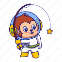 monkey, astronaut, fishing, star, cute