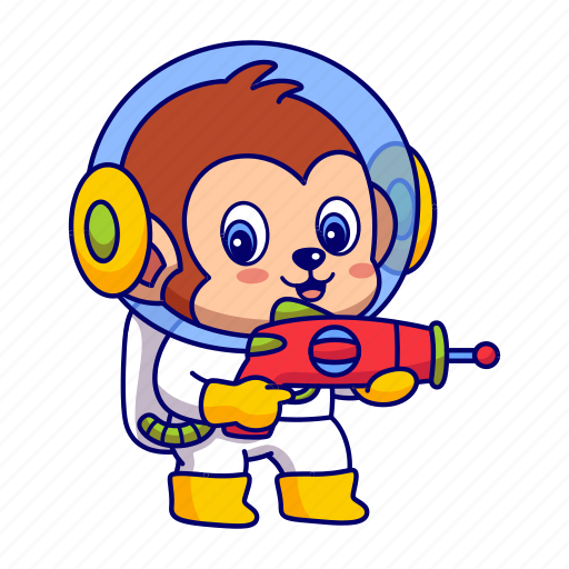 Monkey, astronaut, alien, gun, cute icon - Download on Iconfinder