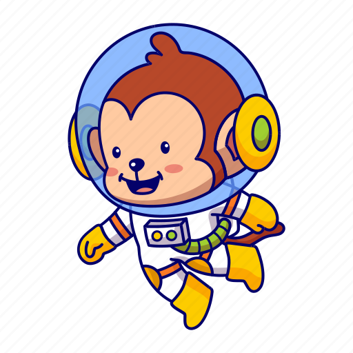 Monkey, astronaut, cute, flying, fly icon - Download on Iconfinder