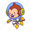 monkey, astronaut, cute, flying, fly 