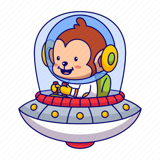Monkey, astronaut, ufo, alien, cute icon - Download on Iconfinder