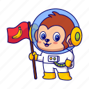 monkey, astronaut, flag, banana, cute