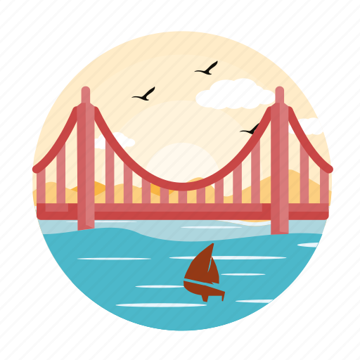 Golden gate bridge, united states, monument, architecture and city, america, landmark, engineering icon - Download on Iconfinder