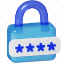 padlock, password, security, protection, access, website, web development, web design, 3d glass