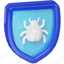 bug, virus, antivirus, shield, protection, website, web development, web design, 3d glass 