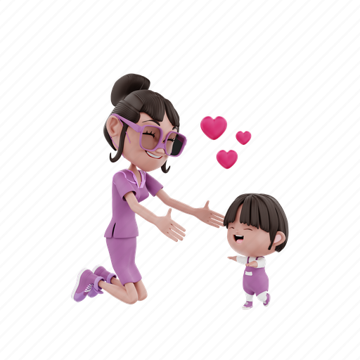 Child, mother, love, happy, family, woman, son 3D illustration - Download on Iconfinder