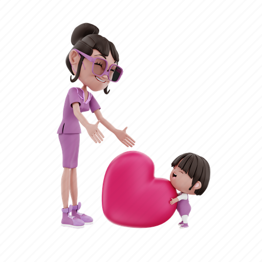 Child, mother, love, happy, family, woman, son 3D illustration - Download on Iconfinder