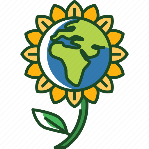 Earth, earth flower, sunflower, world, globe, ecology, nature icon - Download on Iconfinder