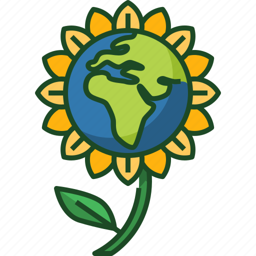 Earth, earth flower, sunflower, world, globe, ecology, nature icon - Download on Iconfinder