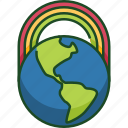 rainbow, earth, rainbow earth, world, globe, planet, ecology