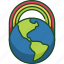 rainbow, earth, rainbow earth, world, globe, planet, ecology 