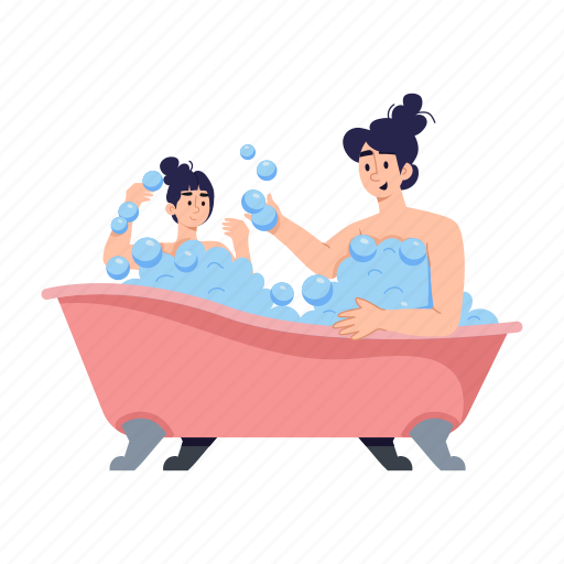 Mom bathing, taking bath, taking show, kid hygiene, mother bathing icon - Download on Iconfinder