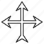 arrow, connection, cross, crossroad, intersection, navigation, split arrows 