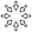 arrows, collapse, compact, compress, meeting point, press, resize 