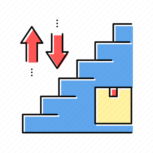 Carrying, box, up, down, steps, mover icon - Download on Iconfinder