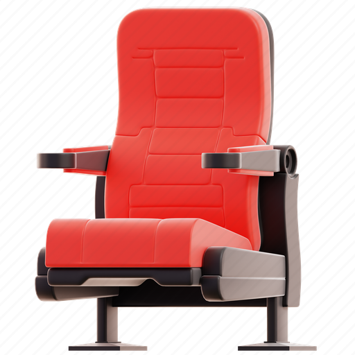 Cinema, seat, office, movie, furniture, armchair, entertainment 3D illustration - Download on Iconfinder