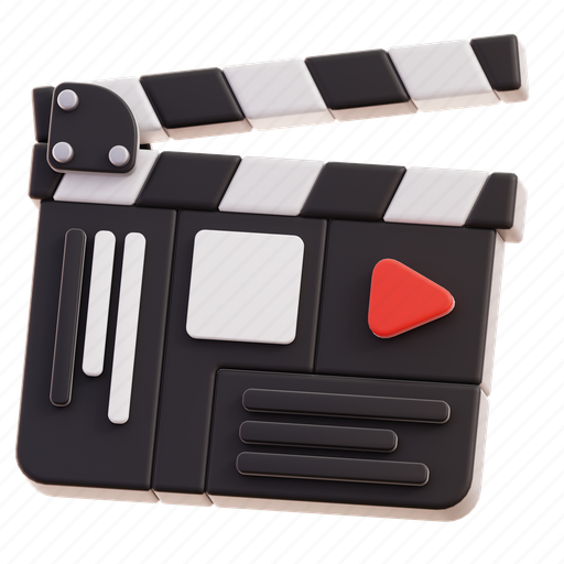 Clapperboard, movie, action, clapper, film, clapboard, multimedia 3D illustration - Download on Iconfinder