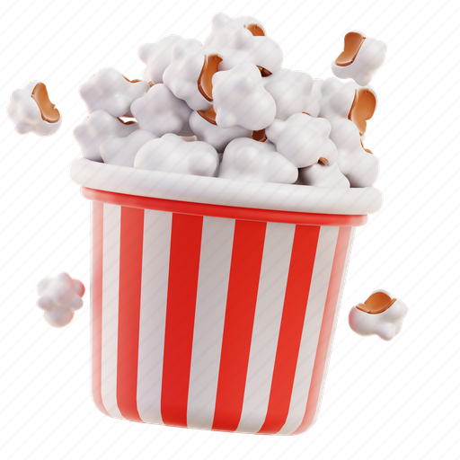 Popcorn, fast food, movie, cinema, entertainment, snack, film 3D illustration - Download on Iconfinder