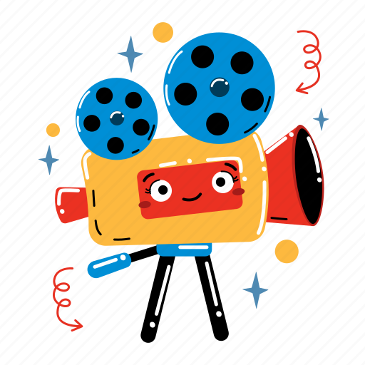 Movie camera, camera, video, movie time, cinema, watching movies, play sticker - Download on Iconfinder