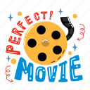 perfect movie, greeting, movie roll, movie time, cinema, watching movies, play, entertainment, cute sticker