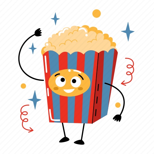 Popcorn, snack, corn, movie time, cinema, watching movies, play sticker - Download on Iconfinder