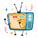 television, device, tv, movie time, cinema, watching movies, play, entertainment, cute sticker