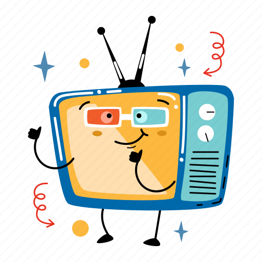 Television, device, tv, movie time, cinema, watching movies, play sticker - Download on Iconfinder