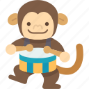 monkey, drummer, toys, mechanical, childhood