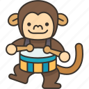 monkey, drummer, toys, mechanical, childhood