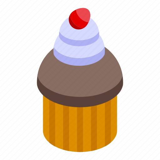 Cherry, muffin, isometric icon - Download on Iconfinder