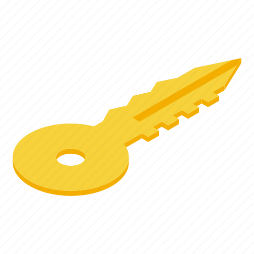 Gold, key, authentication, isometric icon - Download on Iconfinder
