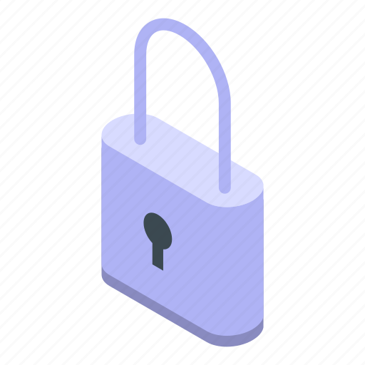 Steel, padlock, authentication, isometric icon - Download on Iconfinder