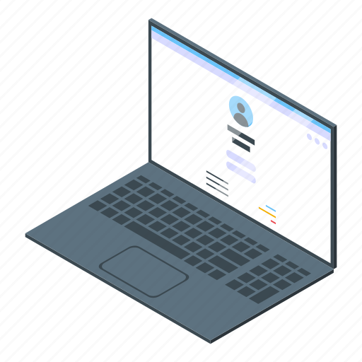 Laptop, authentication, isometric icon - Download on Iconfinder