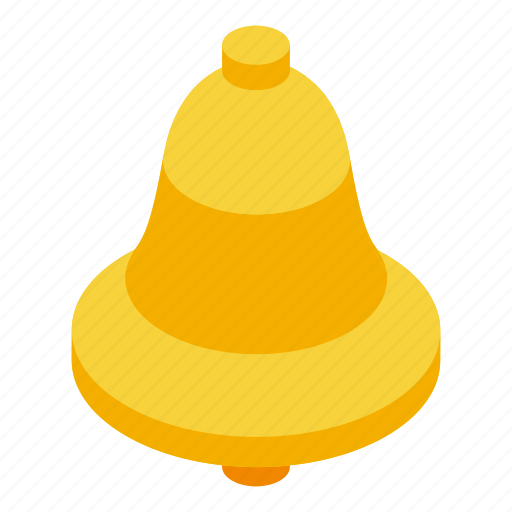 Authentication, gold, bell, isometric icon - Download on Iconfinder