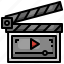 clapperboard, video, multimedia, player, option 