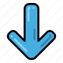 down arrow, below, direction, bottom