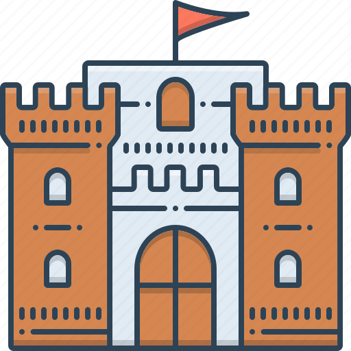 Castle, chateau, citadel, flag, flanker, mansion, stronghold icon - Download on Iconfinder