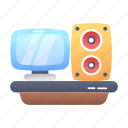 tv, speaker, woofer, monitor, sound, system, devices