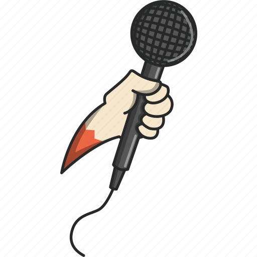 Hand, hand and microphone, microphone, music, musical, play, video icon - Download on Iconfinder