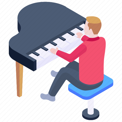Piano player, pianist, pianoforte, piano playing, clavichord illustration - Download on Iconfinder