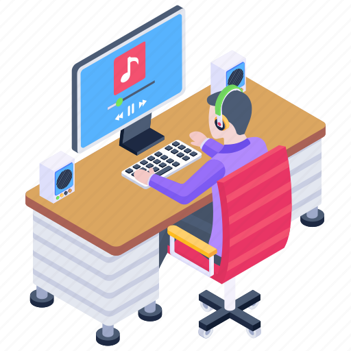 Music making, music studio, workstation, music table, music production illustration - Download on Iconfinder
