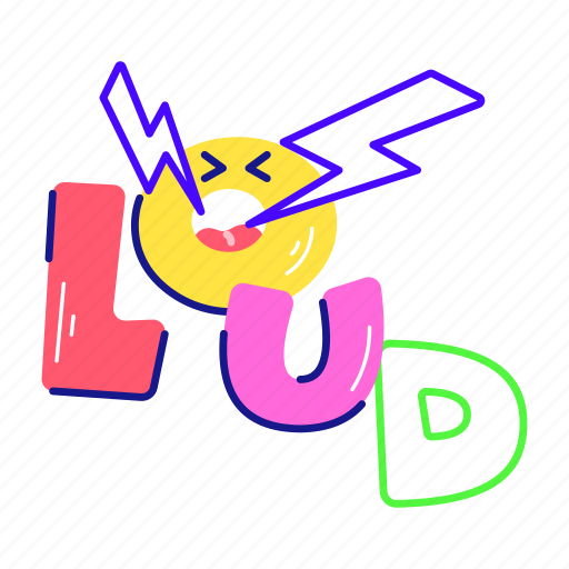 Loud word, loud, loud sound, loud volume, loud typography sticker - Download on Iconfinder