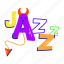 jazz emoji, horn emoji, devil emoji, jazz word, jazz typography 