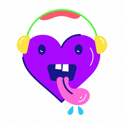 Heart listening, heart headphones, heart emoji, heart smiley, music emoji sticker - Download on Iconfinder