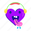 heart listening, heart headphones, heart emoji, heart smiley, music emoji 