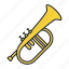 bugle, flugel, flugelhorn, horn, instrument, musical, trumpet 